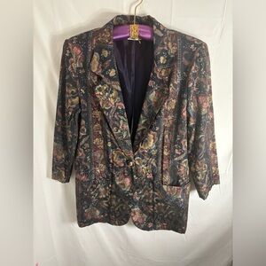 VTG Paisley Jacquard Structured Whimsigoth Oversized Blazer Women’s Size M-L